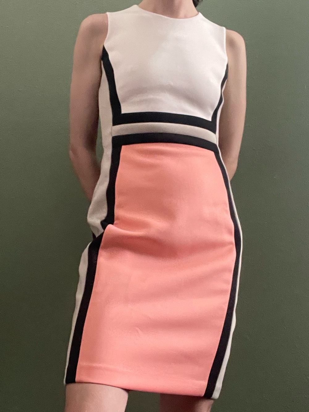 Calvin Klein Sheath Dress in Peach and Ivory